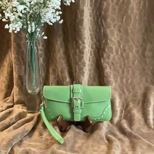 Coach Green Clutch with Buckle Detail